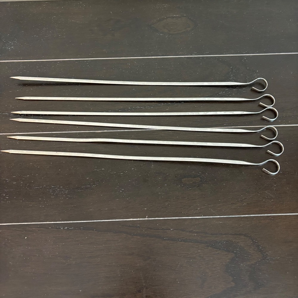 Inox France Stainless Steel 14 Inch Flat Grilling‎ Skewers Set of 6 Loop Handle